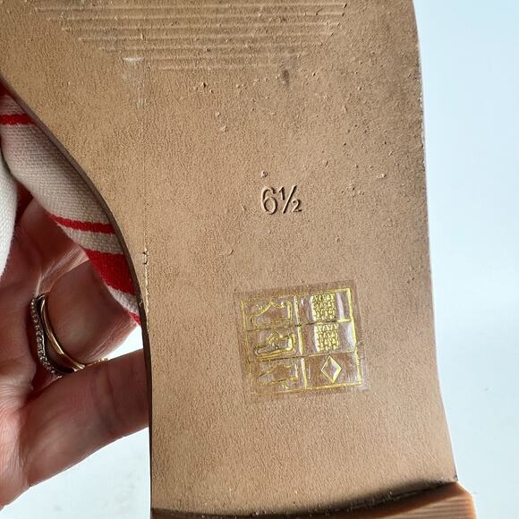 Madewell Naida Half Bow Slide Sandals Womens 6.5 Red White Striped Fabric Preppy - Picture 9 of 9